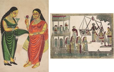 Empregada Trazendo um Narguilé para uma Dama (reto); Krishna ponderado contra objetos preciosos (?) (verso) de Unknown artist