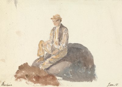 Homem sentado numa rocha (Madeira Jan 16) de Unknown artist