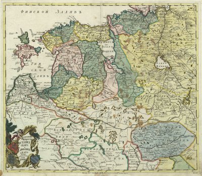 Mapa da Estónia e Livónia - Mestre anónimo - 1745 - Gravura em cobre, aguarela - Academia das Ciências, São Petersburgo de Unknown artist