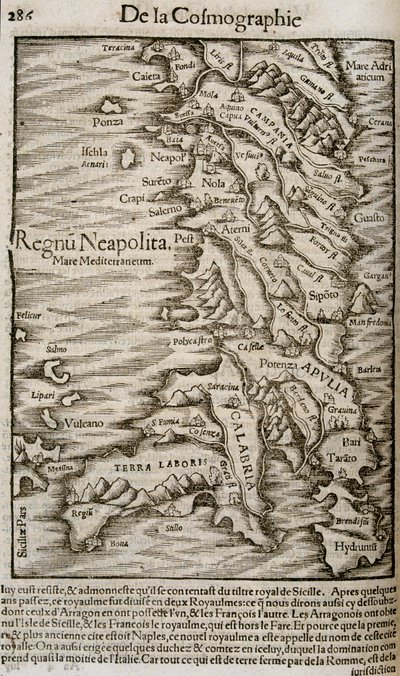 Mapa da Itália - em "Cosmografia Universal". de Unknown artist
