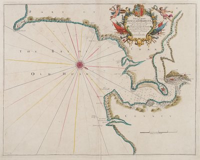 Mapa do porto de Kingsale (gravura a cores) de Unknown artist