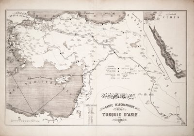 Mapa da Turquia com indicação dos cabos e estações telegráficas de Unknown artist