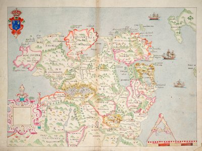 Mapa do norte da Irlanda, c.1600 (colocado sobre linho) de Unknown artist