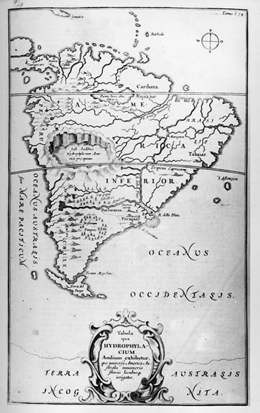 Mapa dos rios da América do Sul - em "The Sousterrain World", Athanasi Kireheri, cerca de 1600. de Unknown artist