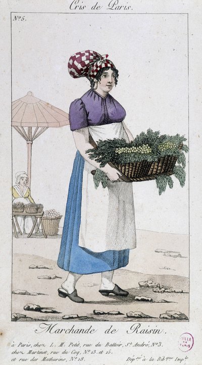 Comerciante de uvas - em "Cris de Paris". de Unknown artist