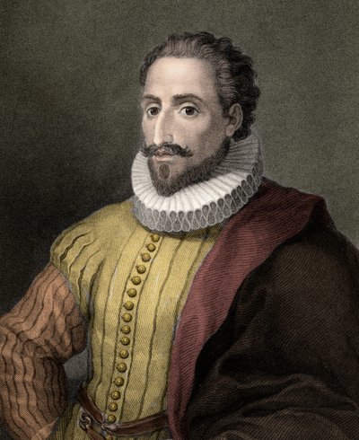 Miguel de Cervantes Saavedra 1547-1616 - gravura - século XIX de Unknown artist