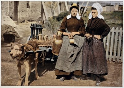 Comerciantes de leite e carrinho de cachorro de Antuérpia, finais do século XIX de Unknown artist