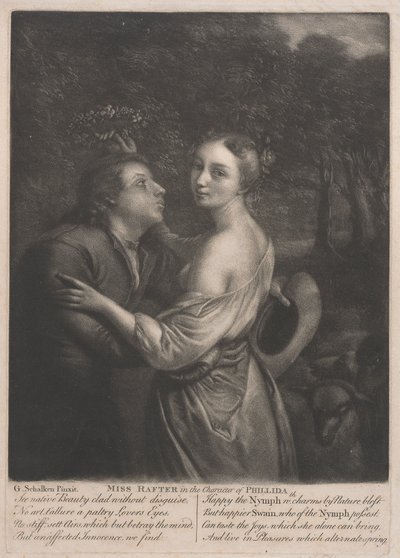 Miss Rafter (1711-1785) na personagem de Phillida de Unknown artist