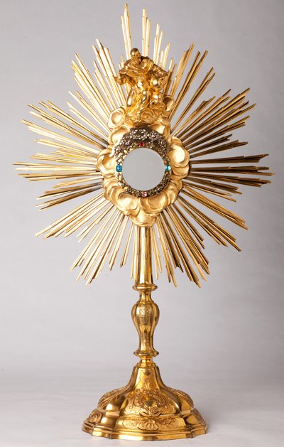 Aonstrução. Vermeil, diamantes, jóias falsas com estátua de Deus Pai (Dieu le Père). Século XVIII. de Unknown artist