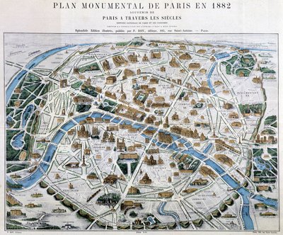 Plano Monumental de Paris em 1882 de Unknown artist