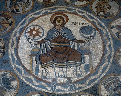 Piso em mosaico que representa os meses do ano de Unknown artist