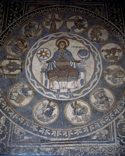 Piso em mosaico que representa os meses do ano de Unknown artist