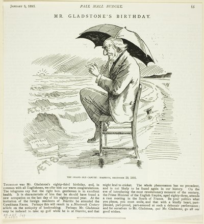 Aniversário do Sr. Gladstone, do Orçamento de Pall Mall de Unknown artist