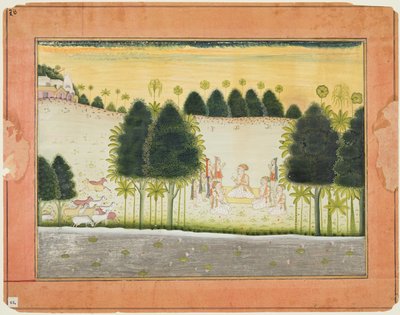 Nanda e os Anciões em Conselho com os Vaqueiros, de um Bhagavata Purana de Unknown artist