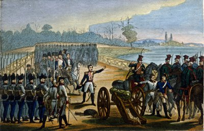 Guerra Napoleónica. Viena: A captura das pontes do Danúbio em 13/11/1805. de Unknown artist