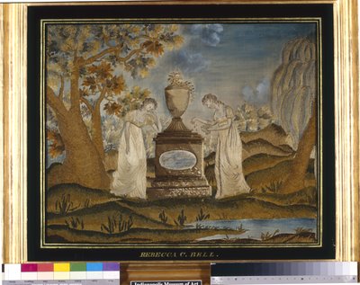 Quadro de luto por agulhas (fios de seda, bordados) de Unknown artist