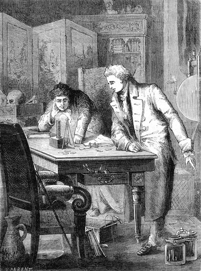 Nicholson e Carlisle Decompõem a Água Através da Bateria de Volta, Londres 2 de maio de 1800 de Unknown artist