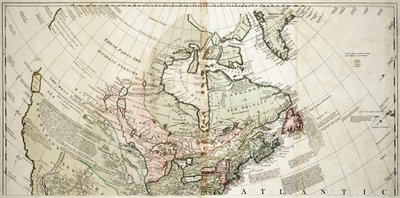 América do Norte, c.1765 (gravura colorida) de Unknown artist
