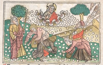 Bíblia de Nuremberg: Maná caindo do céu de Unknown artist