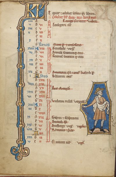 Página do calendário de outubro; Semeadura de Unknown artist