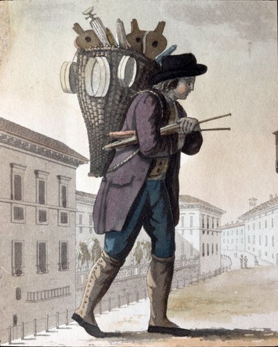 O velho ofício: o limpa-chaminés (Litografia de Unknown artist