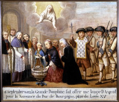 Em 8 de Setembro de 1682, o grande golfinho ofereceu uma lâmpada de prata para o nascimento do Duque de Borgonha (Louis de France de Unknown artist