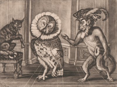 Coruja, Macaco e Gato de Mezzotintoes de Smith, Vol. III de Unknown artist