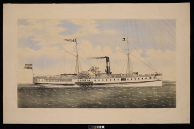 Paddle Steamer Gloria (litografia, colorida) de Unknown artist