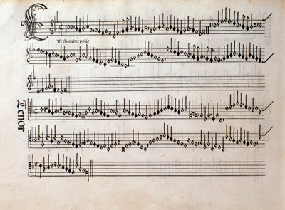 Página da partitura musical de Harmonice Musices Odhecaton de Ottaviano Petrucci (1501) de Unknown artist