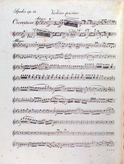 Página da partitura musical da abertura do Alruna por Louis Spohr de Unknown artist