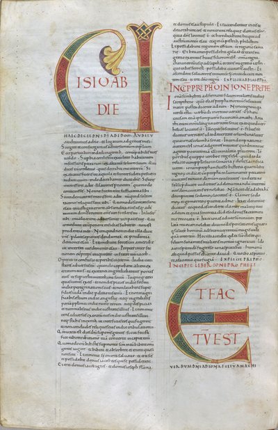 Página com o "incipit do Livro do Profeta Obadias (a visão de Obadias) e o incipit do Profeta Jonas de Unknown artist