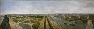 Panorama de Paris a partir do telhado do Pavillon de Flore nas Tuileries, ca. 1833 (óleo sobre tela) de Unknown artist