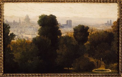 Paris vista das alturas de Belleville; cerca de 1840, atual 19º arrondissement, em 1840 (óleo sobre tela) de Unknown artist
