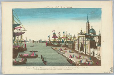 Peep-show, entrada para a cidade de Veneza vindo de Chiogia com a ilha de São Jorge, o Maior ao lado de Unknown artist