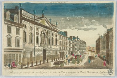 Peep-show, Maison Quiserie de Magasins, para a Marinha Real, e parte do Porto de Plimmouthe na Inglaterra de Unknown artist
