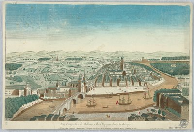Peep-show, vista em perspectiva de Bilbao, cidade de Espanha na Biscaia de Unknown artist