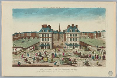 Peep-show, vista em perspectiva da Place Dauphine em Paris, nº 71 de Unknown artist