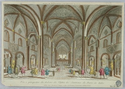 Peep-show, vista em perspectiva de dentro da Igreja Cartuxa de Pavia na Itália de Unknown artist