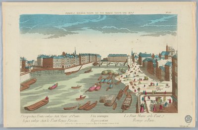 Peep-show, vista óptica representando a Pont Marie e a Pont Rouge em Paris, nº 66 de Unknown artist