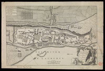Planta da cidade e das fortificações de Montral ou Villa Marie no Canadá de Unknown artist