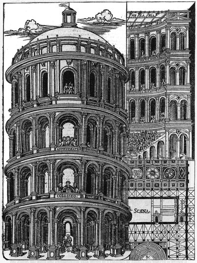 Placa retirada do livro "De architectura", trata da arquitectura de Marcus Vitrubius Pollio dit Vitruvio (século I a.C.), arquitecto romano. Edição italiana de Gianbaptista Caporali di Perugia 1536. de Unknown artist