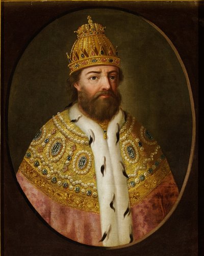 "Portrait de Boris Godunov (Godounov) (vers 1551-1605), tsar de Russie" Óleo sobre tela Início do 18º cen. Museu: Museu de História do Estado, Moscou de Unknown artist