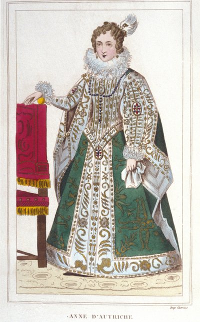 Retrato de Ana da Áustria (1601-1666), gravura de 1830. de Unknown artist