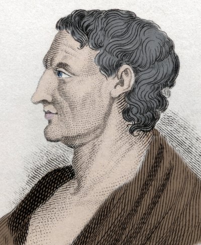 Retrato de Aristóteles conhecido como Stagirite, em grego Aristóteles filósofo grego (384 AC a 322 AC). Gravura do século XIX. de Unknown artist