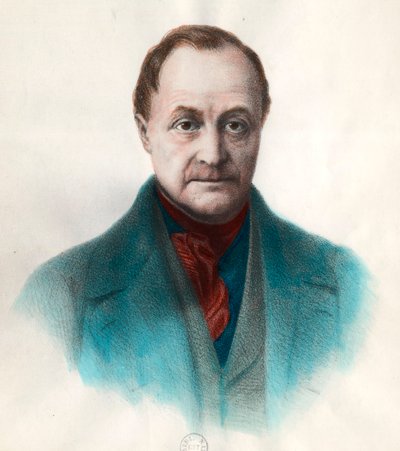 Retrato de Auguste Comte (1798 - 1857), filósofo francês. Gravura do século XIX. Coleção particular. de Unknown artist