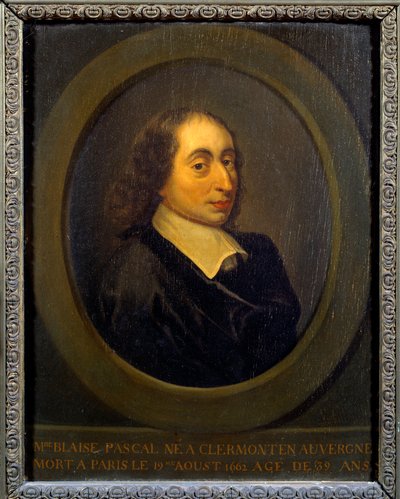 Retrato de Blaise Pascal (1623-1662), físico, matemático e escritor francês. Pintura anônima. Port Royal, Musee Des Granges de Unknown artist