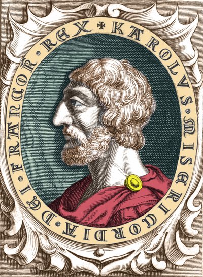 Retrato de Carlos Magno ou Carlos I o Grande (742 - 814) Rei dos Francos. de Unknown artist