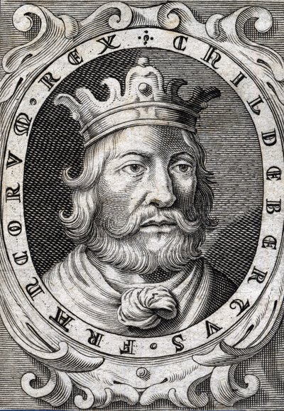 Retrato de Childebert I (v. 495-558) Gravura do Rei de Paris do século XVIII de Unknown artist