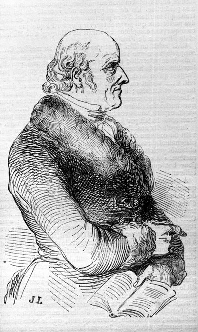Retrato de Christian Hahnemann (1755 - 1843), médico fundador da homeopatia. Gravura do século XIX. de Unknown artist