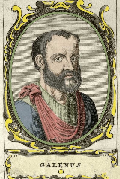 Retrato de Cláudio Galeno (Cláudio Galeno ou Cláudio Galeno ou Galeno, v. 131 - v. 201), médico grego. Gravura do século XVIII. de Unknown artist